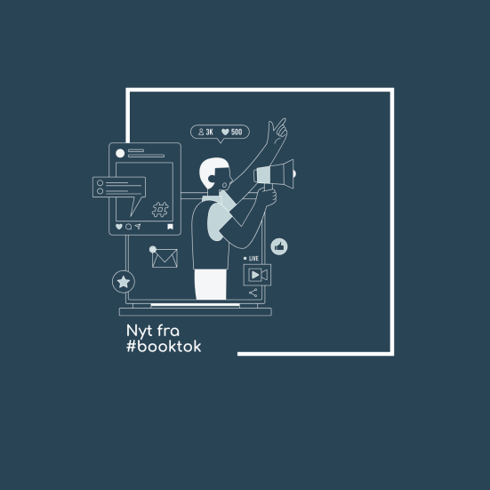 Grafik med mand med megafon og mobiltelefoner