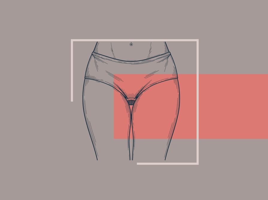 Grafik af den nederste del af en kvindekrop med underbukser